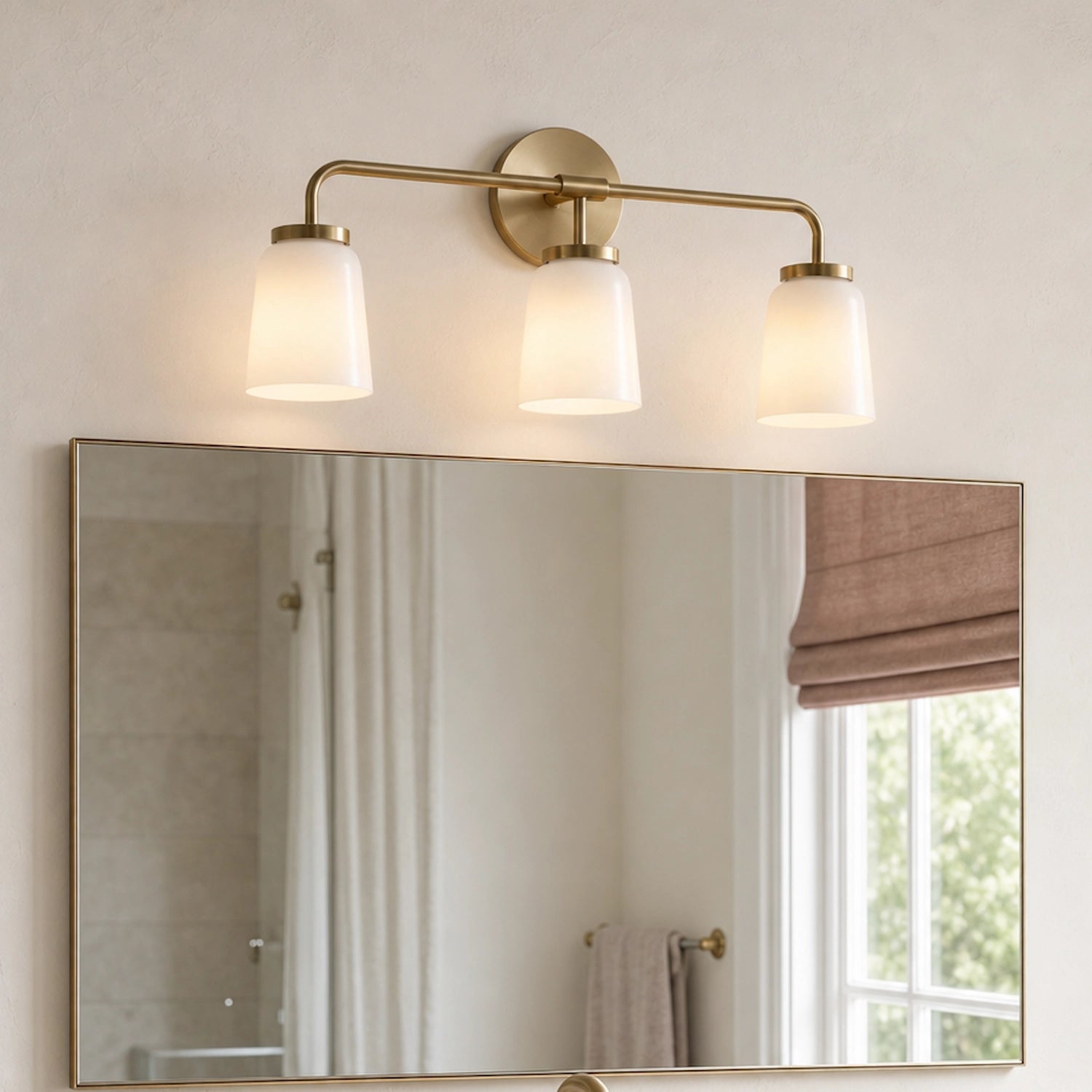 Modern Gold 3-Light Vanity Light Bathroom Glass Wall Sconce