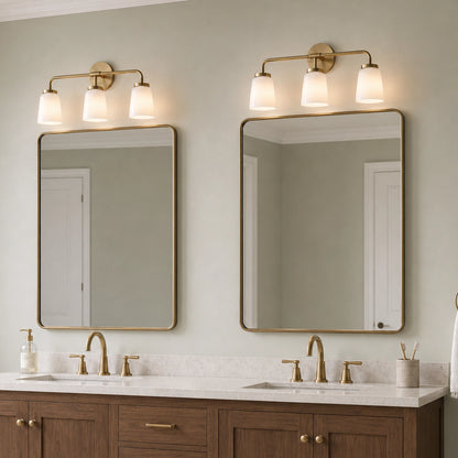 Modern Gold 3-Light Vanity Light Bathroom Glass Wall Sconce