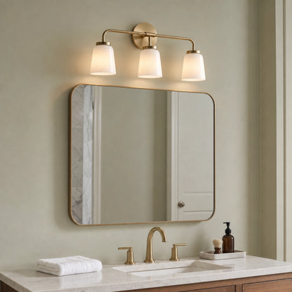 Modern Gold 3-Light Vanity Light Bathroom Glass Wall Sconce