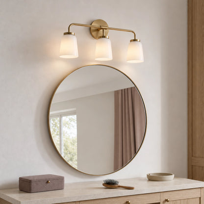 Modern Gold 3-Light Vanity Light Bathroom Glass Wall Sconce