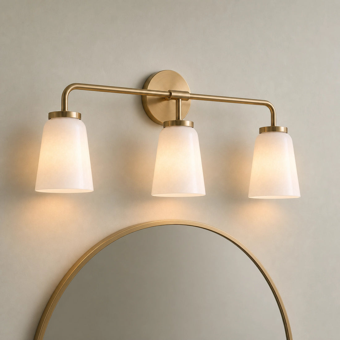 Modern Gold 3-Light Vanity Light Bathroom Glass Wall Sconce