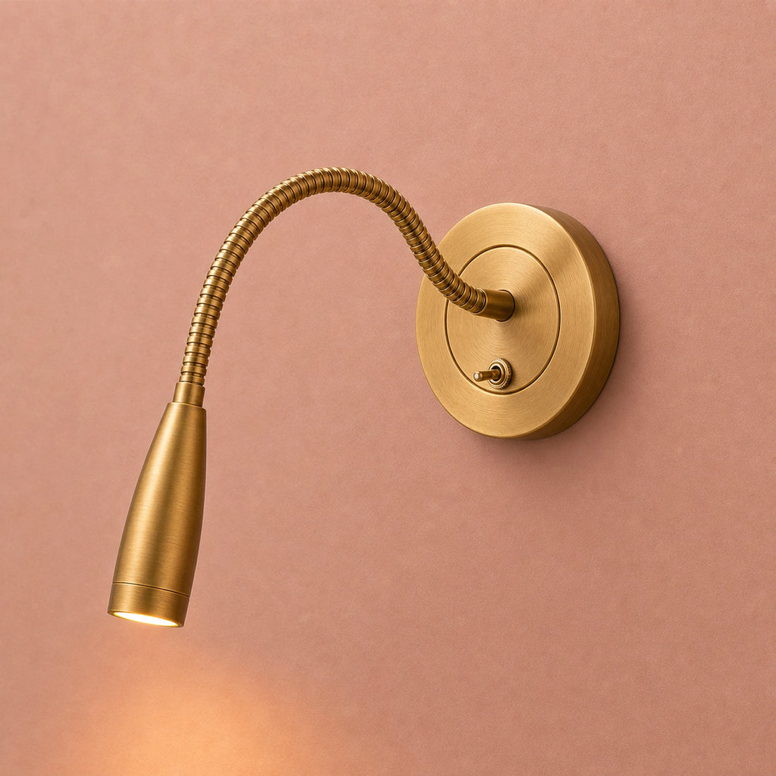 Modern Gold Wall Reading Light with Flexible Gooseneck for Bed
