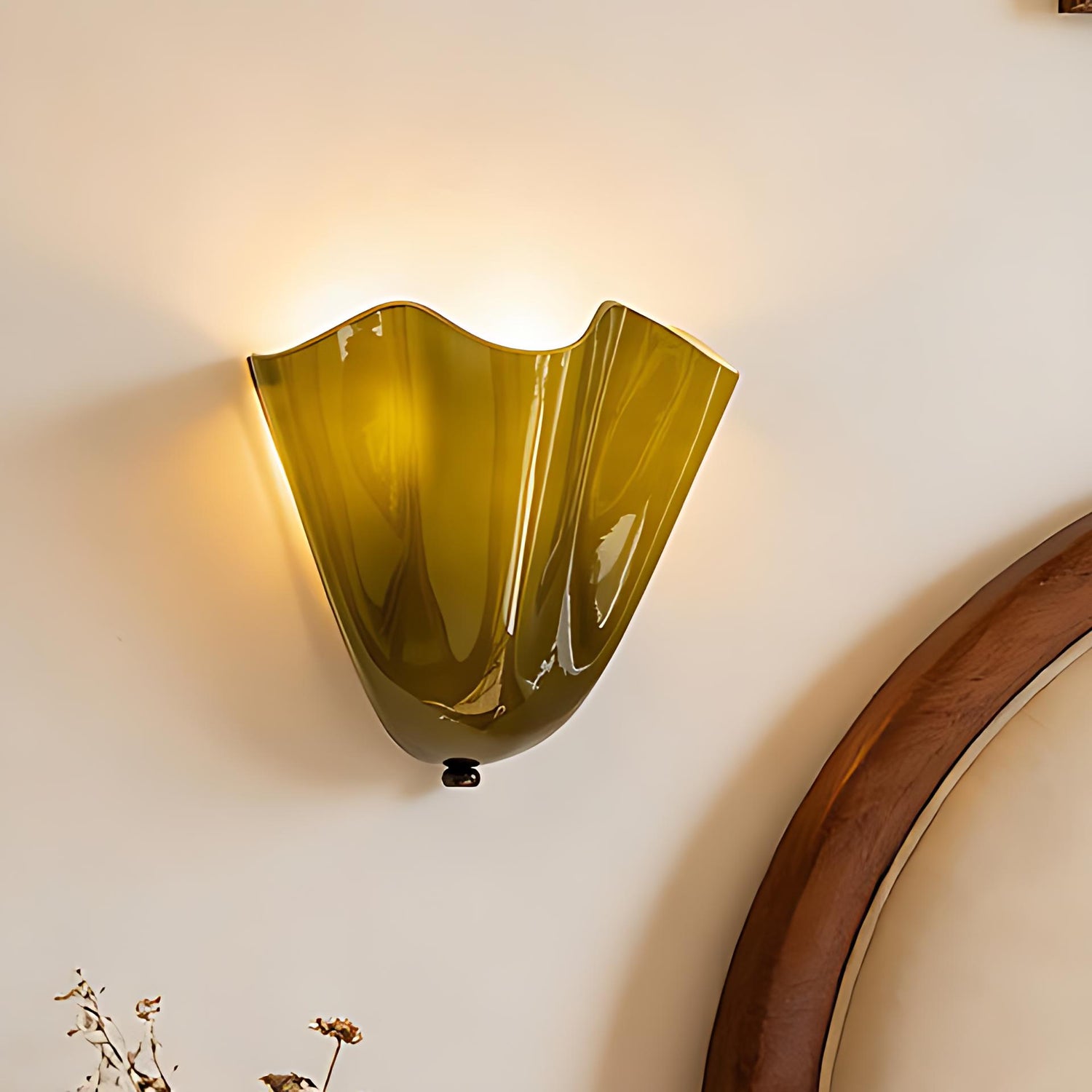 Modern Hand-Blown Wavy Glass Wall Sconce Mid Century Wall Light