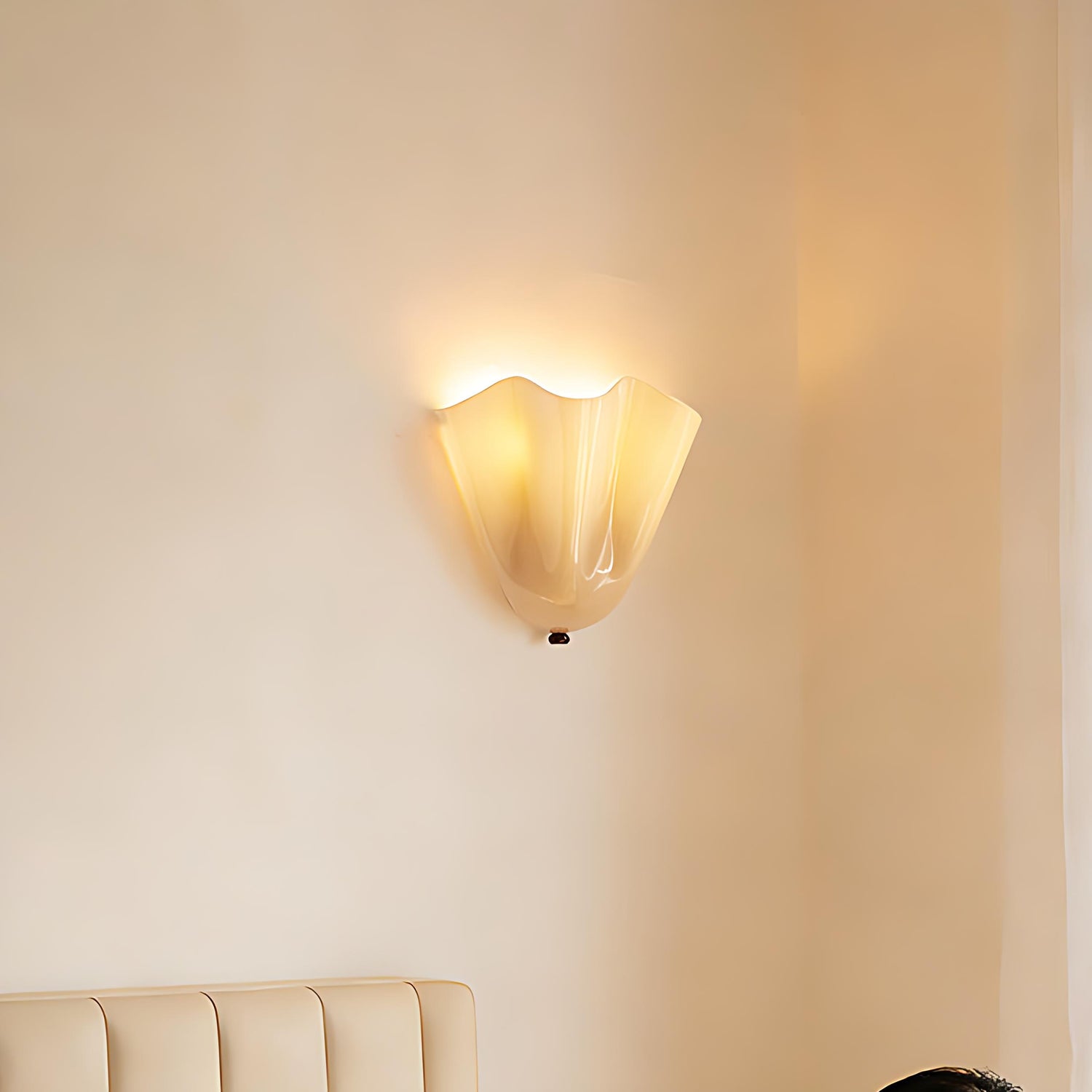 Modern Hand-Blown Wavy Glass Wall Sconce Mid Century Wall Light