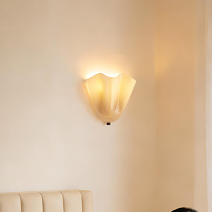 Modern Hand-Blown Wavy Glass Wall Sconce Mid Century Wall Light