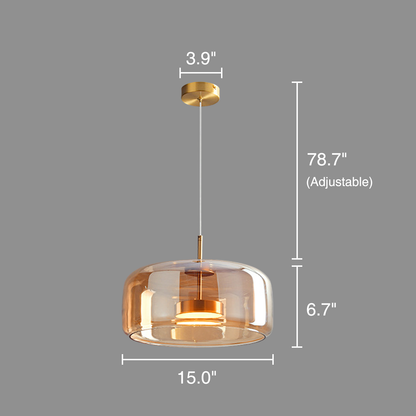 Modern Round Blown Glass Pendant Light Simple Hanging Lamp