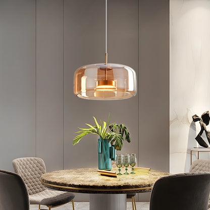 Modern Round Blown Glass Pendant Light Simple Hanging Lamp