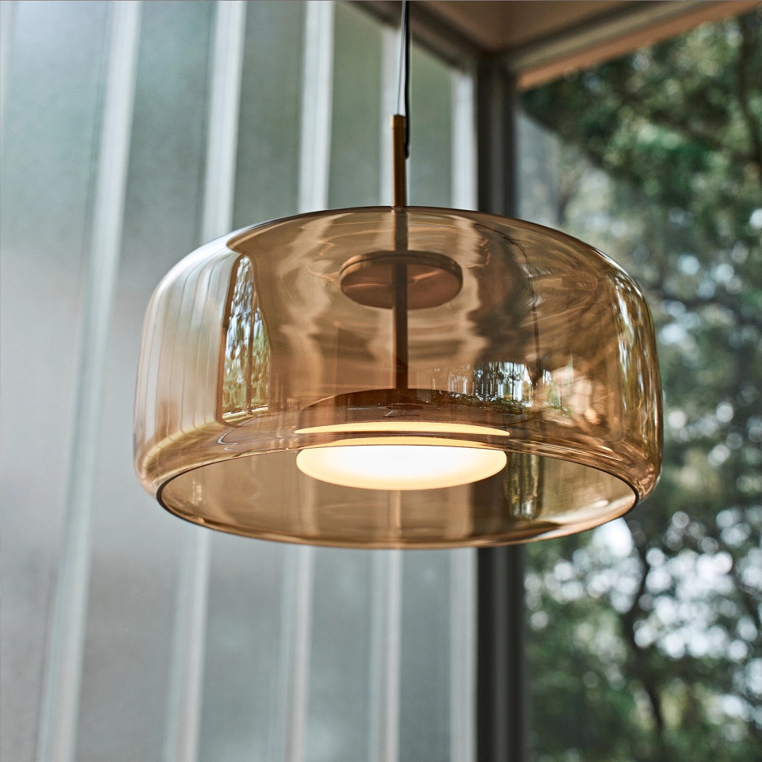 Modern Round Blown Glass Pendant Light Simple Hanging Lamp