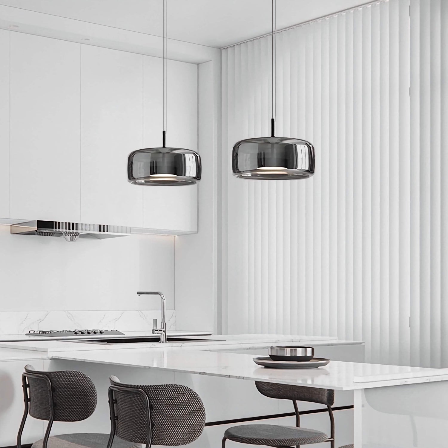 Modern Round Blown Glass Pendant Light Simple Hanging Lamp