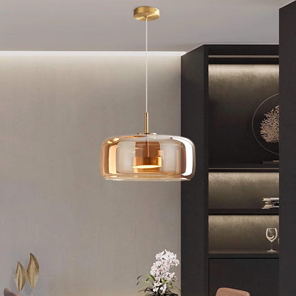 Modern Round Blown Glass Pendant Light Simple Hanging Lamp