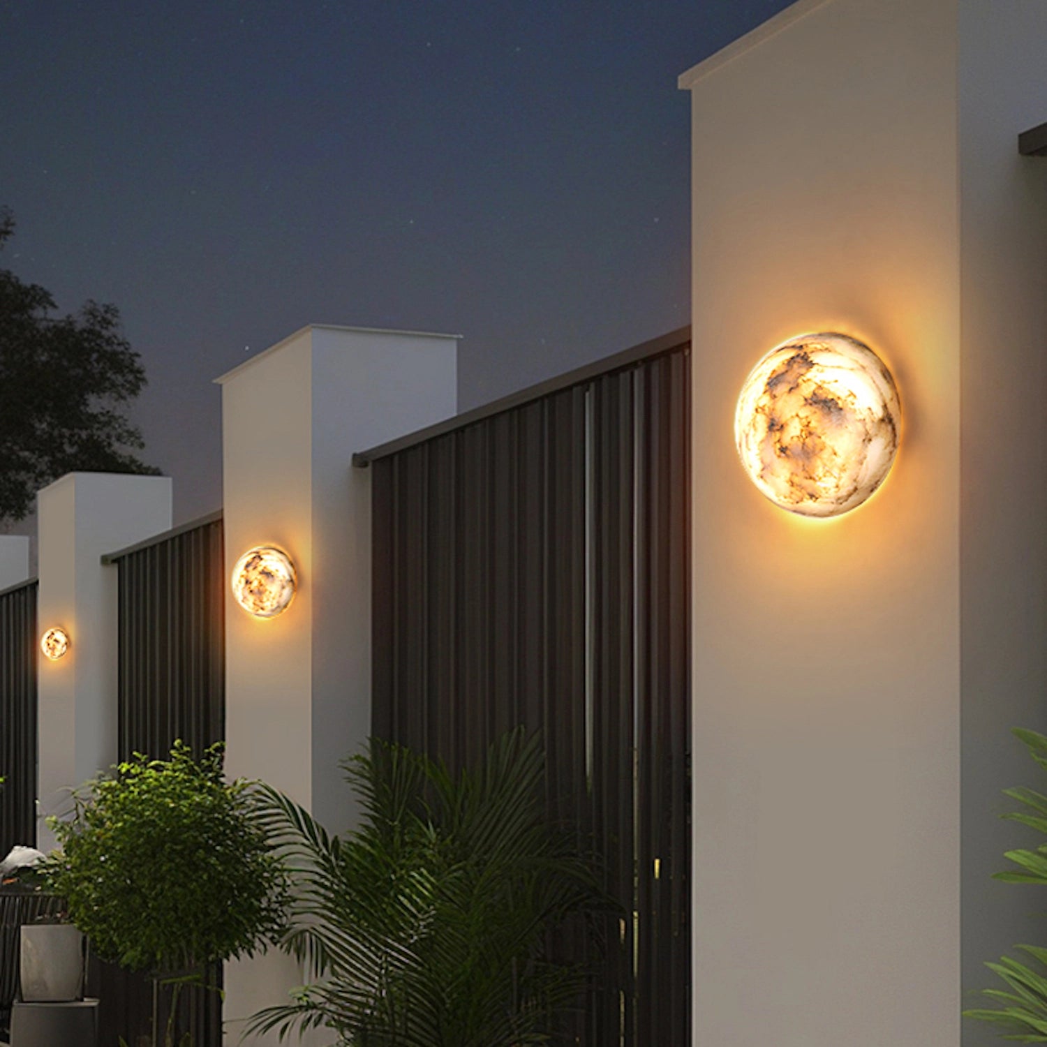 Natural Marble Wall Light Luxury Rounded Wall Sconce