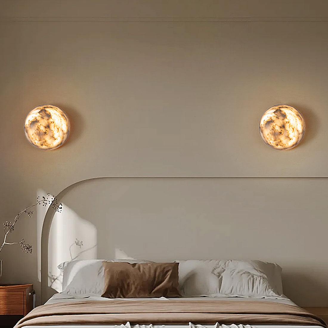 Natural Marble Wall Light Luxury Rounded Wall Sconce