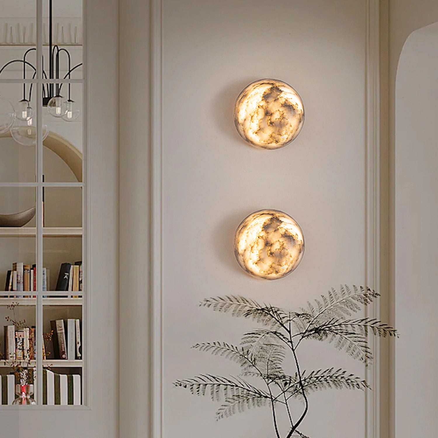 Natural Marble Wall Light Luxury Rounded Wall Sconce