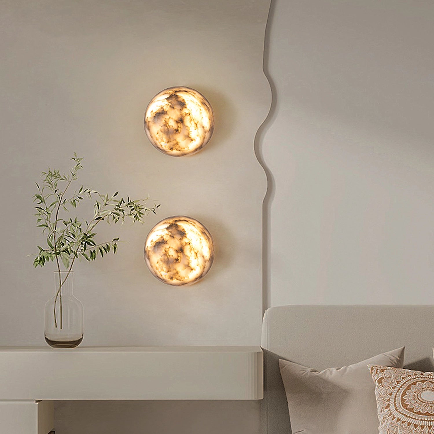 Natural Marble Wall Light Luxury Rounded Wall Sconce – Miffron