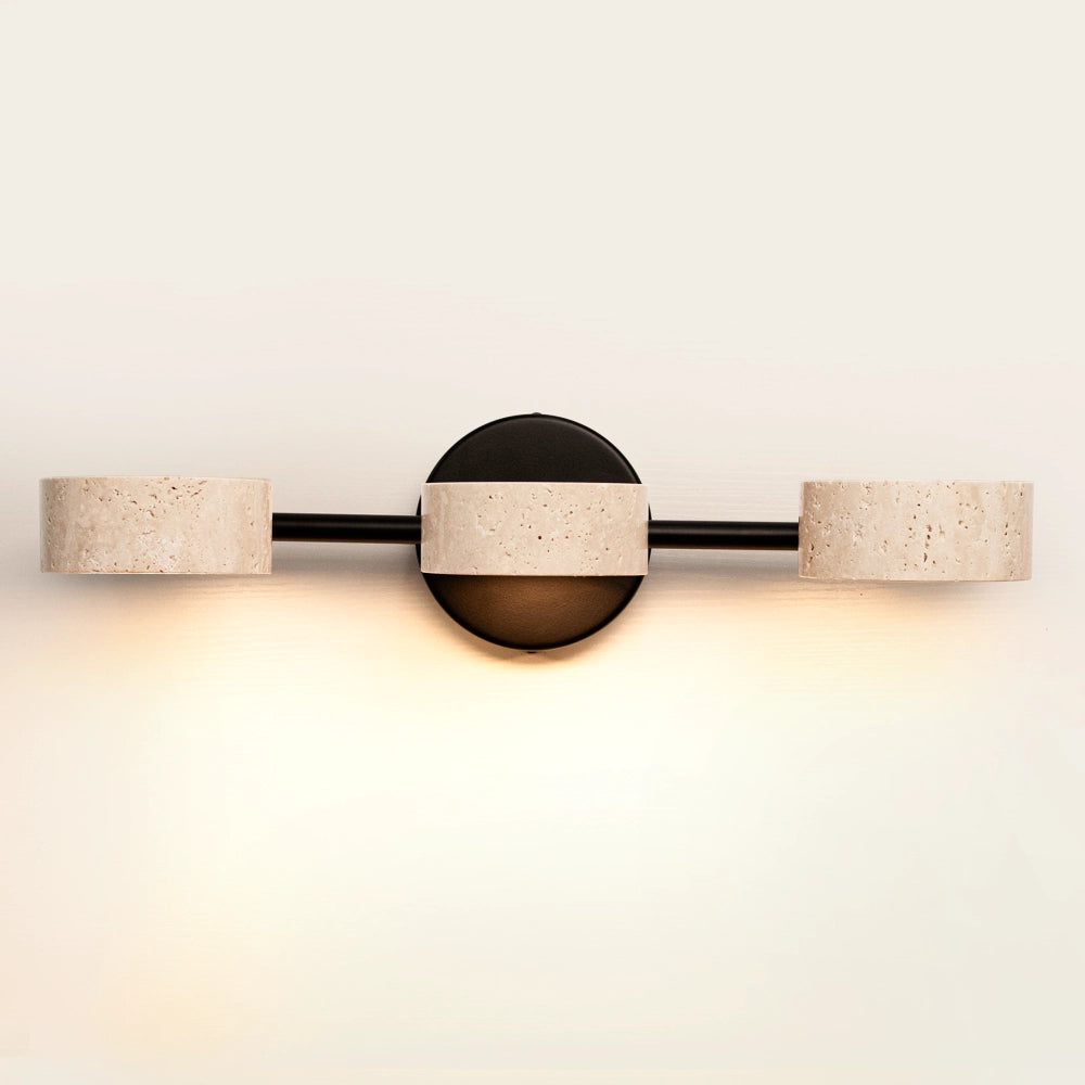 Natural Travertine Vanity Light Bathroom Black Wall Sconce