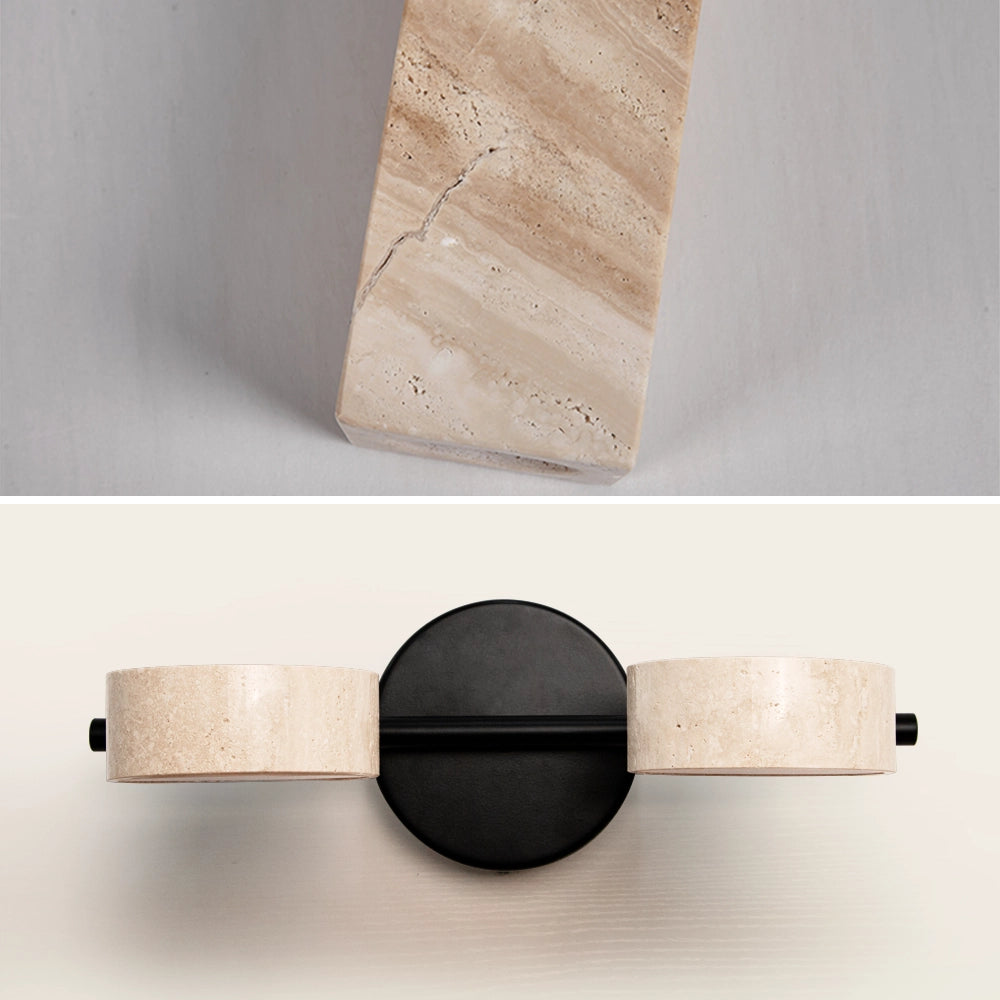 Natural Travertine Vanity Light Bathroom Black Wall Sconce