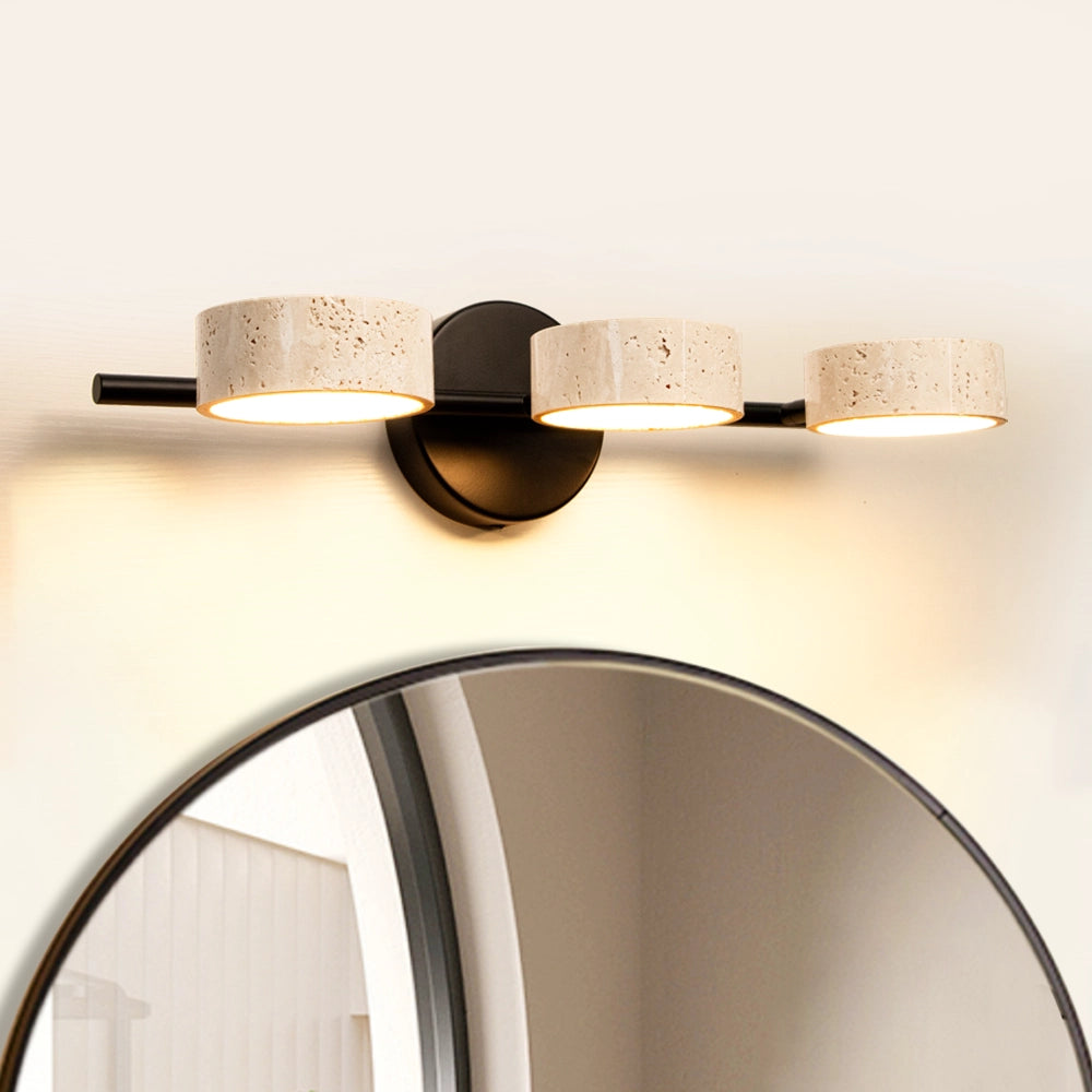 Natural Travertine Vanity Light Bathroom Black Wall Sconce