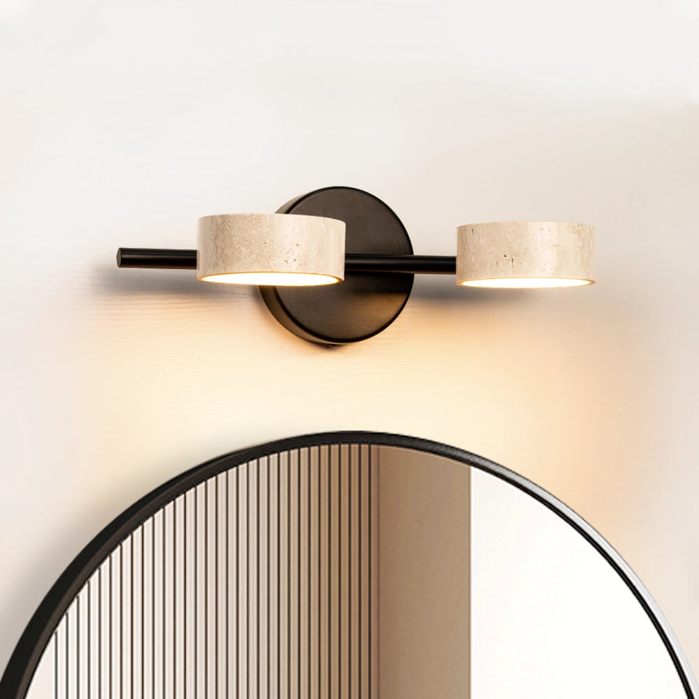 Natural Travertine Vanity Light Bathroom Black Wall Sconce