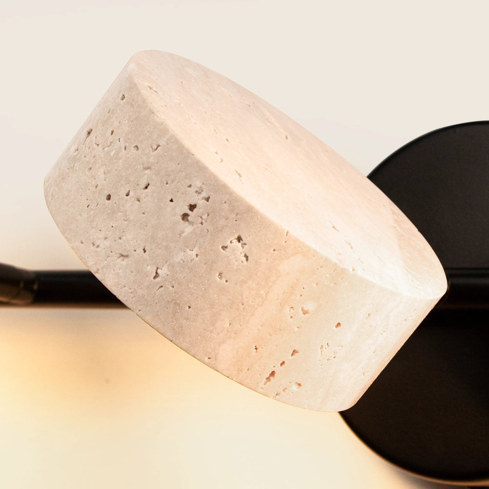 Natural Travertine Vanity Light Bathroom Black Wall Sconce