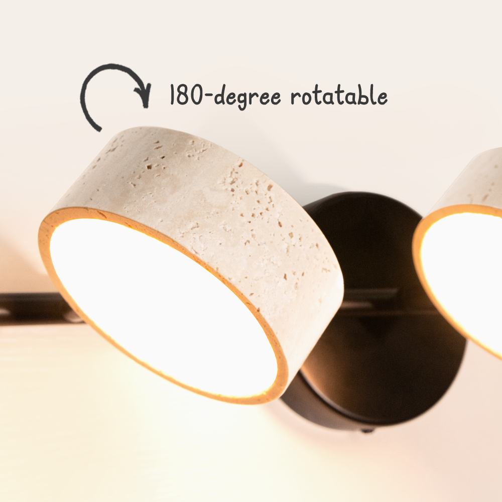 Natural Travertine Vanity Light Bathroom Black Wall Sconce