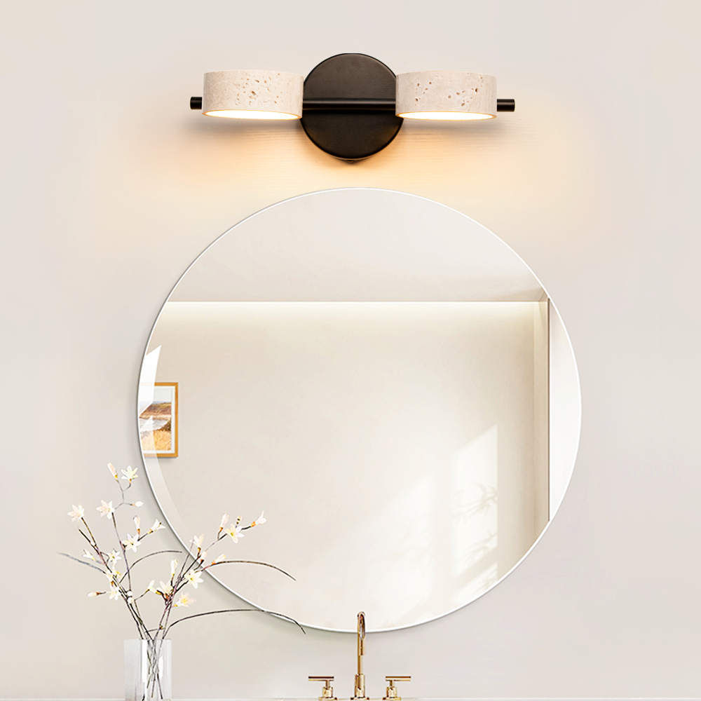 Natural Travertine Vanity Light Bathroom Black Wall Sconce