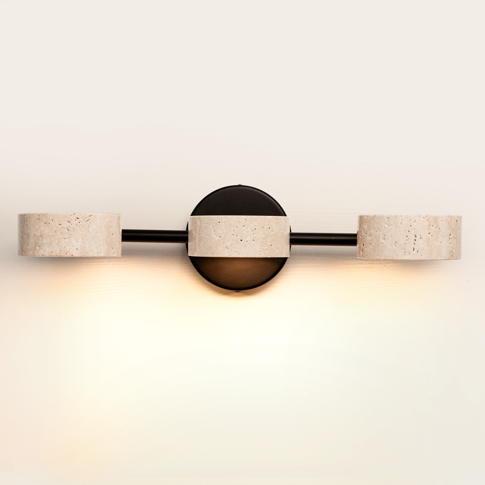 Natural Travertine Vanity Light Bathroom Black Wall Sconce