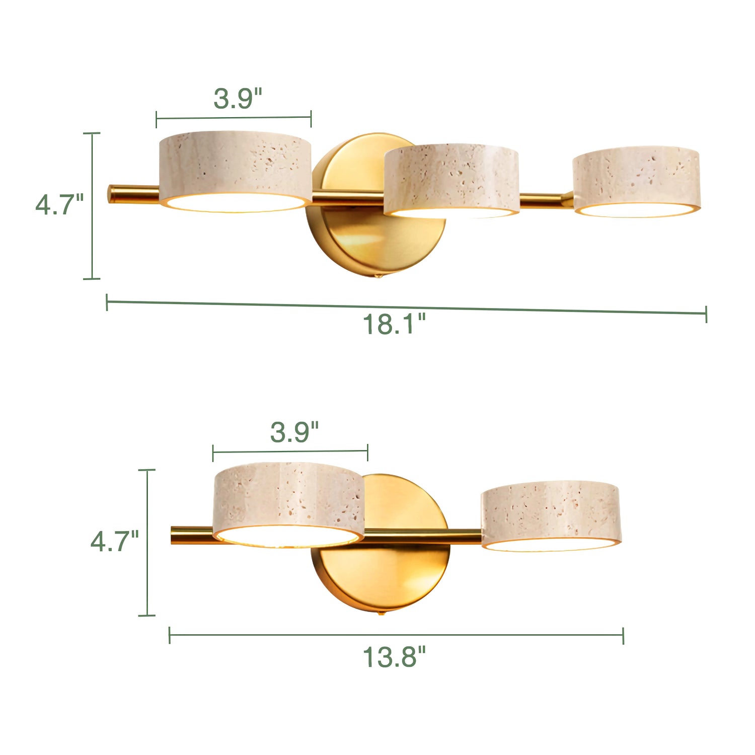 Natural Travertine Vanity Light Bathroom Gold Wall Sconce