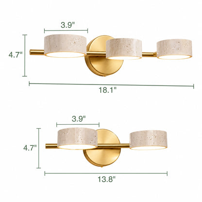 Natural Travertine Vanity Light Bathroom Gold Wall Sconce