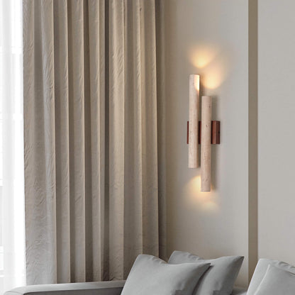 Natural Travertine Wall Light Vintage Cylindrical Sconce