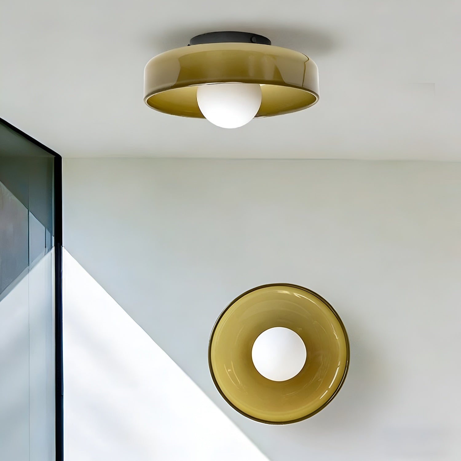 Round Glass Flush Mount Ceiling Light Mid Century Modern Lamp