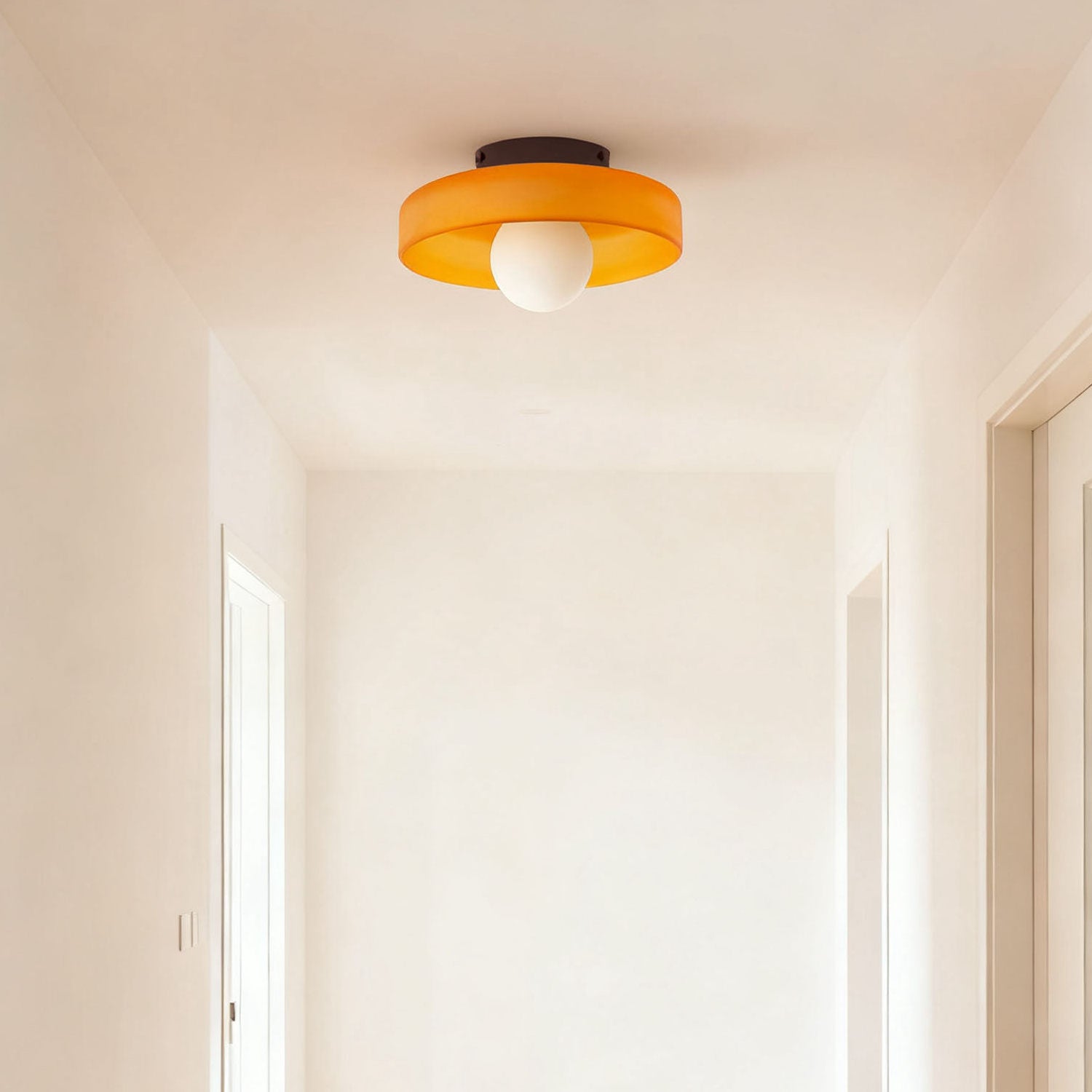 Round Glass Flush Mount Ceiling Light Mid Century Modern Lamp