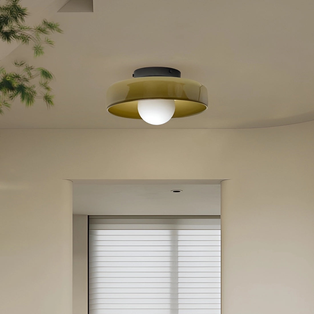 Round Glass Flush Mount Ceiling Light Mid Century Modern Lamp