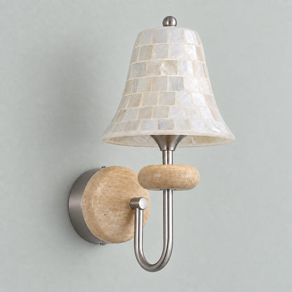 Shell Mosaic Wall Sconce with Domed Travertine Backplate