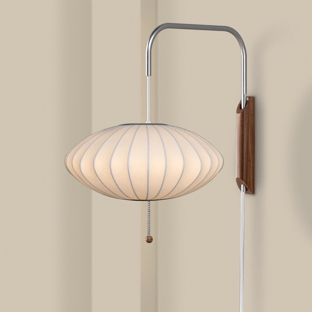 Classic White Pull String Wall Lamp with Plug-In Switch – Miffron