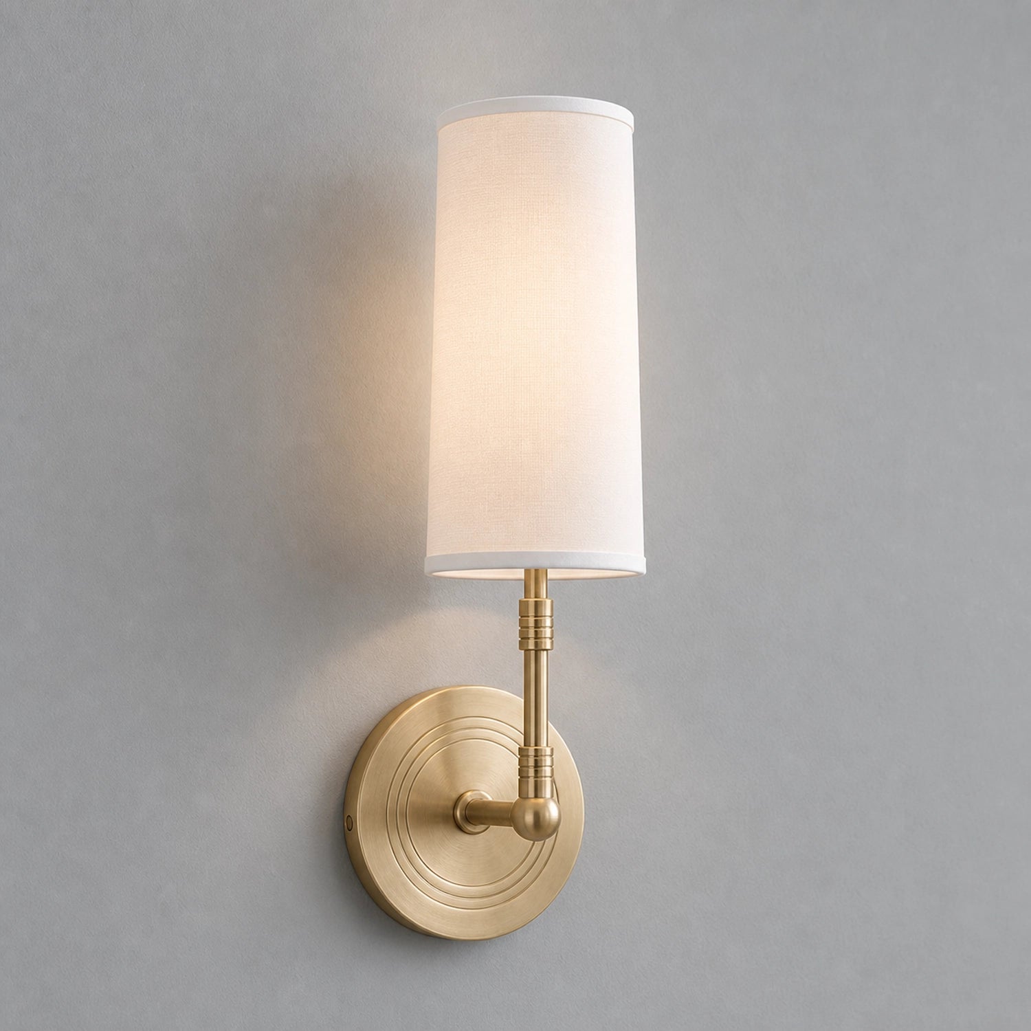 Solid Brass Wall Light Designer Fabric Shade Sconce