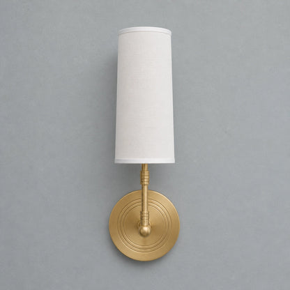 Solid Brass Wall Light Designer Fabric Shade Sconce