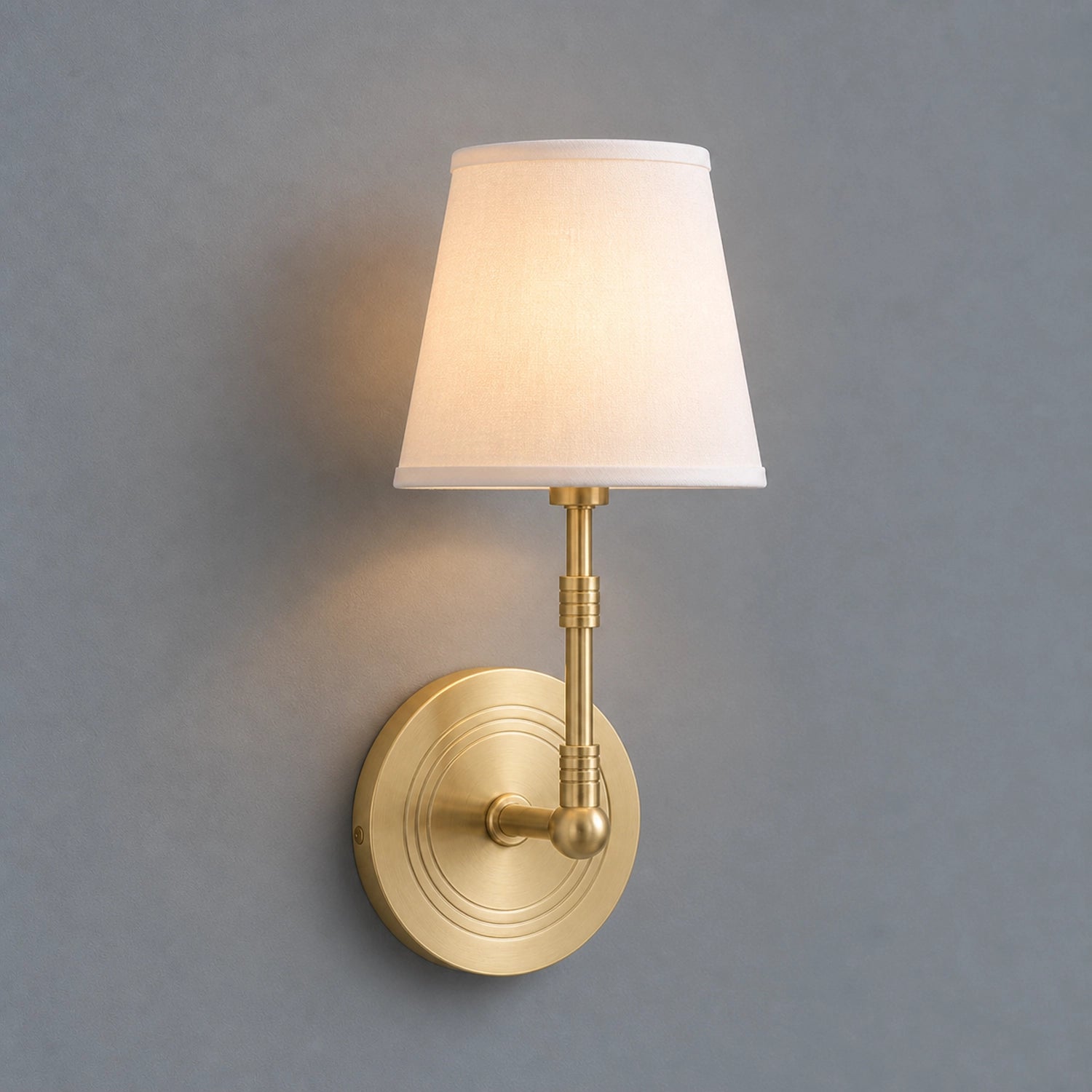 Solid Brass Wall Light Designer Fabric Shade Sconce