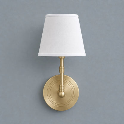 Solid Brass Wall Light Designer Fabric Shade Sconce