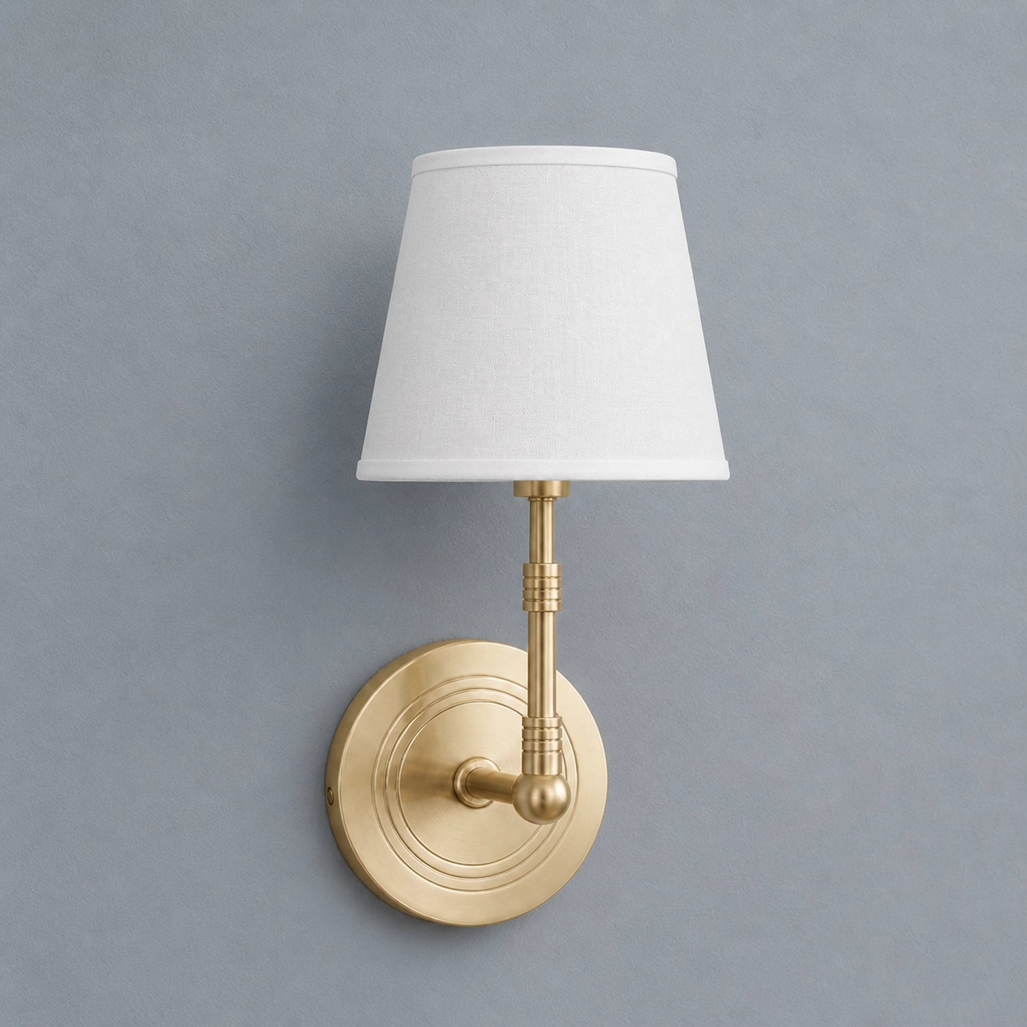 Solid Brass Wall Light Designer Fabric Shade Sconce