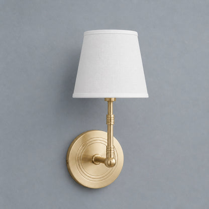 Solid Brass Wall Light Designer Fabric Shade Sconce