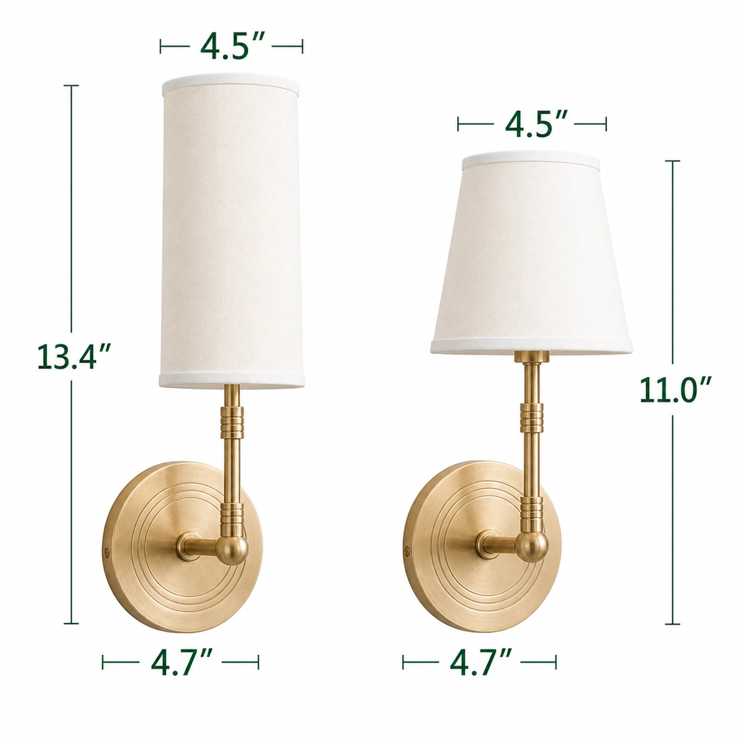 Solid Brass Wall Light Designer Fabric Shade Sconce