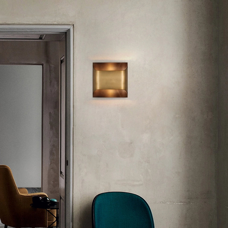Square Brass Wall Sconce Simple Gold Wall Light