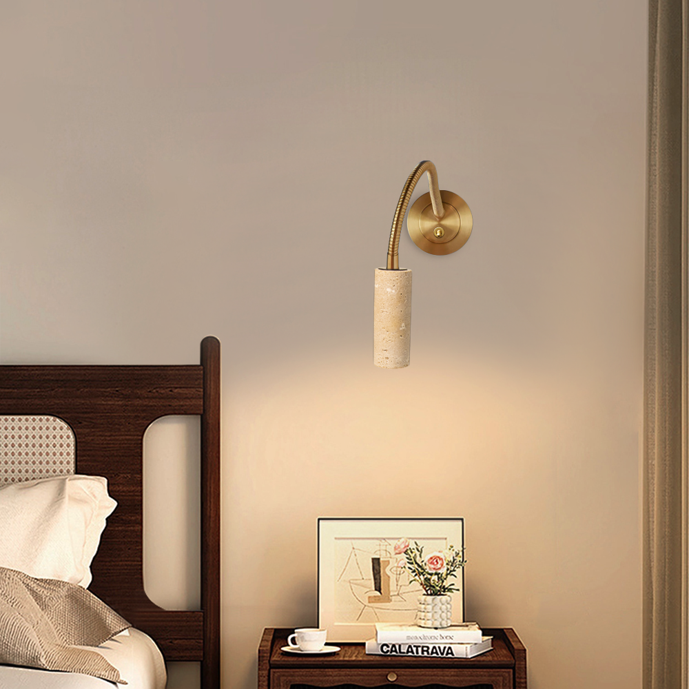 Travertine Flexible Wall Mounted Reading Light for Bedroom