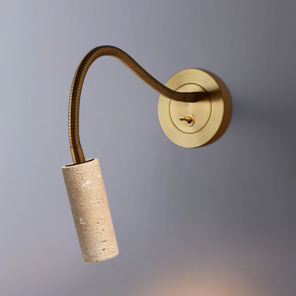 Travertine Flexible Wall Mounted Reading Light for Bedroom