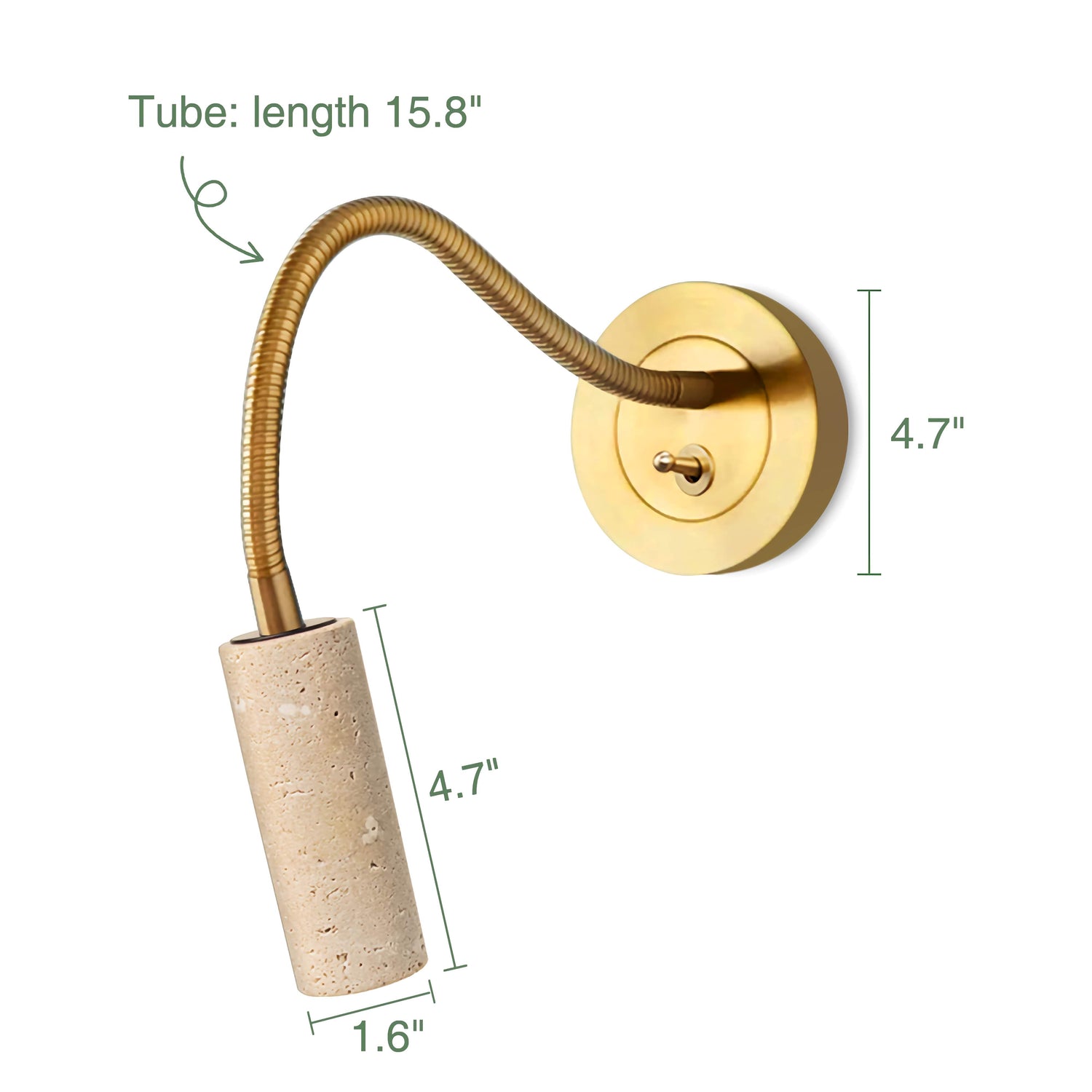 Travertine Flexible Wall Mounted Reading Light for Bedroom