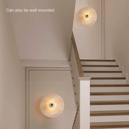 Travertine Flush Mount Light Round LED Ceiling Light