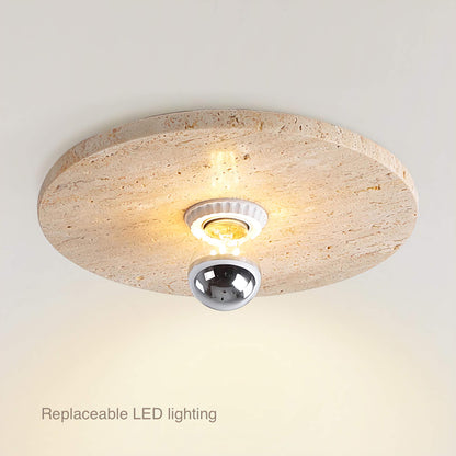 Travertine Flush Mount Light Round LED Ceiling Light