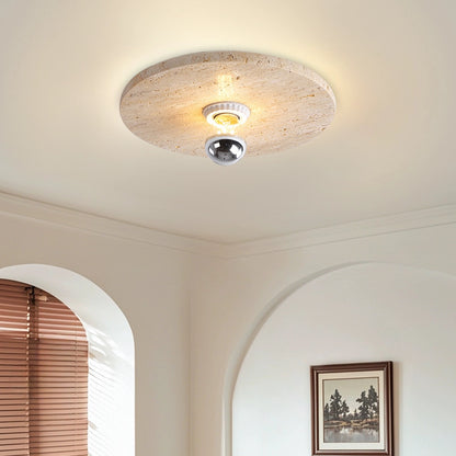 Travertine Flush Mount Light Round LED Ceiling Light