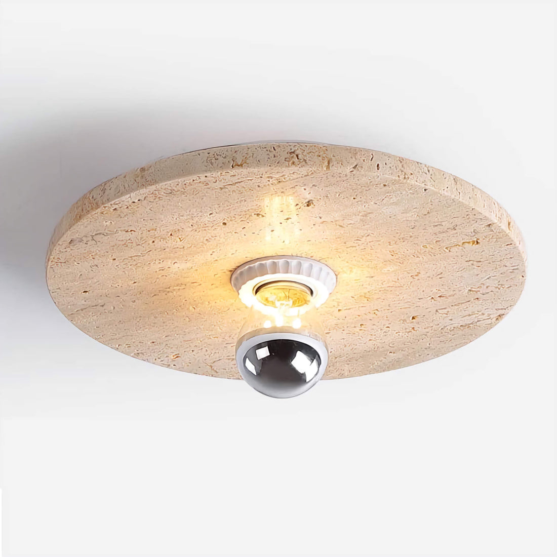 Travertine Flush Mount Light Round LED Ceiling Light