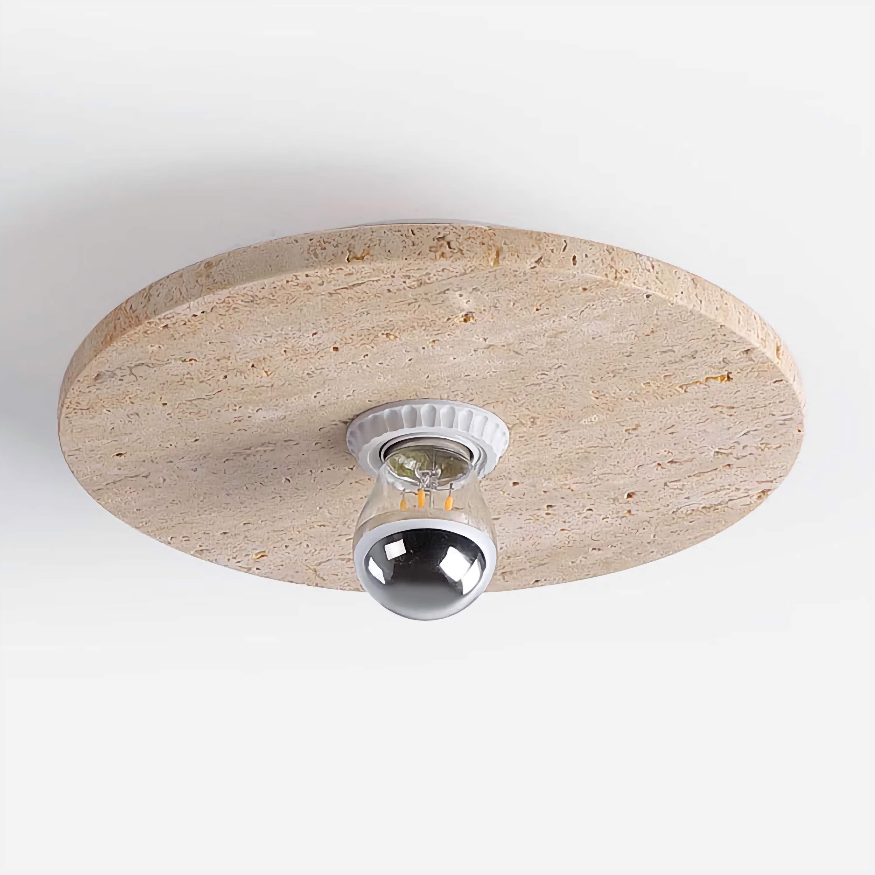 Travertine Flush Mount Light Round LED Ceiling Light